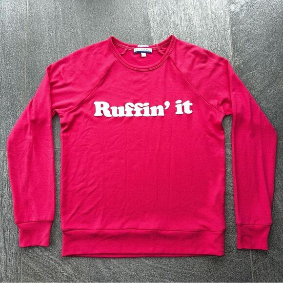 EUC PJ Salvage 'Ruffin it' Soft Lightweight Long Sleeve Sweatshirt in Pink XS - Picture 2 of 16